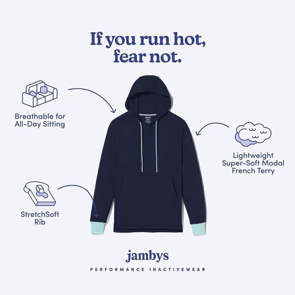 Nwt Jambys House Hoodie Lightweight French Terry Hoodie- Unisex Small- Navy/Mint — image 3 of 8